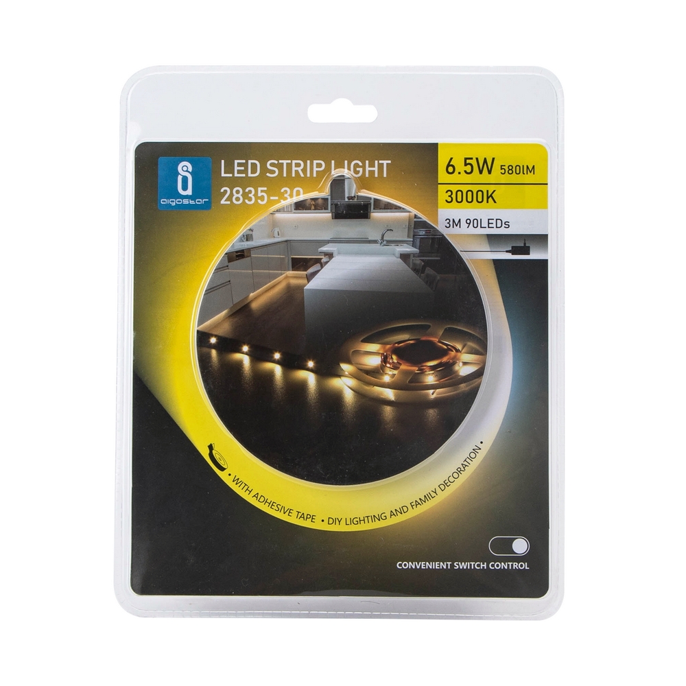 Kit Striscia Led 12V 6,5W SMD 2835 3 metri IP20 Bianco Caldo 3000K Aigostar - Foto 6
