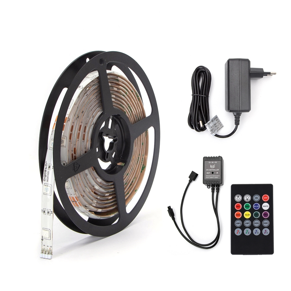 Kit Striscia Led ritmo musicale 12V 24W SMD 5050 3 metri IP65 con telecomando RGB Aigostar - Foto 1