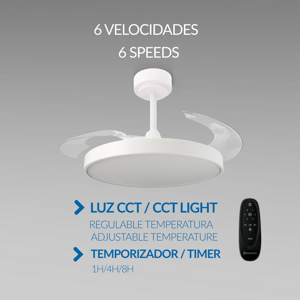 Lampadario Ventilatore da soffitto Coal 36W illuminazione Led CCT regolabile con telecomando M LEDME - Foto 3