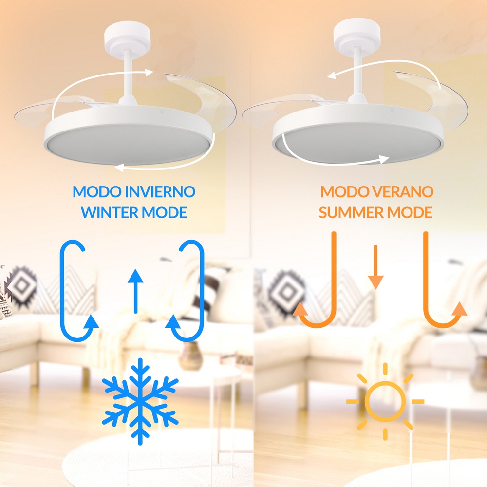 Lampadario Ventilatore da soffitto Coal 36W illuminazione Led CCT regolabile con telecomando M LEDME - Foto 4