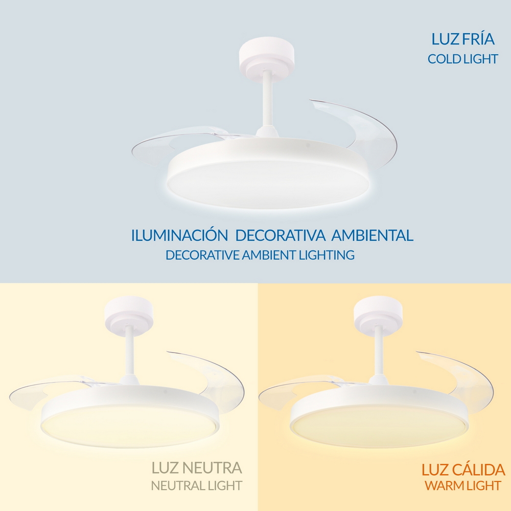 Lampadario Ventilatore da soffitto Coal 36W illuminazione Led CCT regolabile con telecomando M LEDME - Foto 5