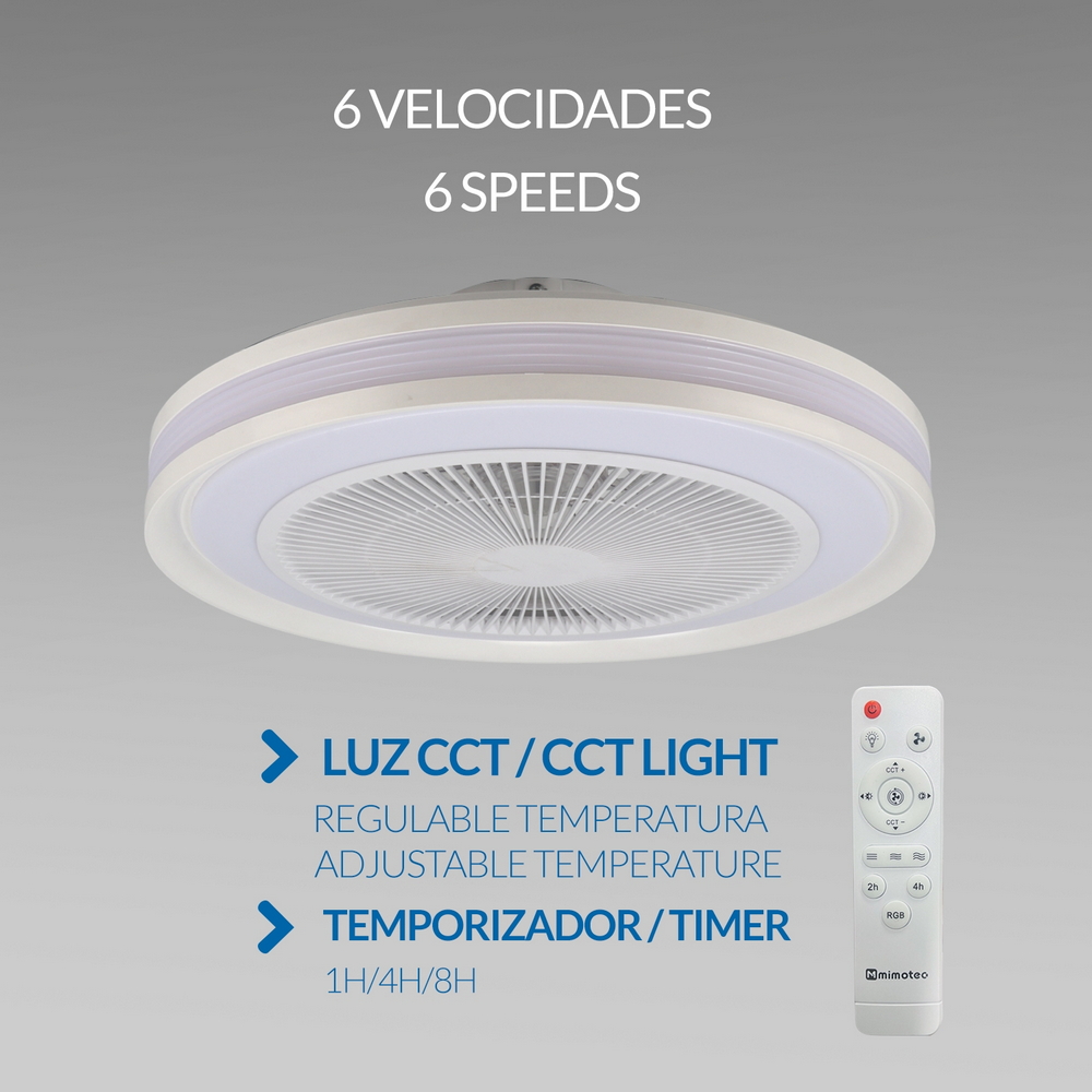 Lampadario Ventilatore da soffitto Colours 36W illuminazione Led CCT+RGB regolabile con telecomando M LEDME - Foto 3