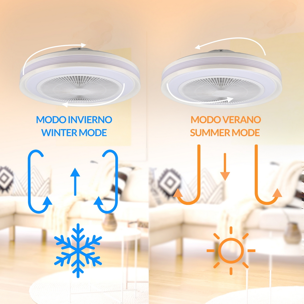 Lampadario Ventilatore da soffitto Colours 36W illuminazione Led CCT+RGB regolabile con telecomando M LEDME - Foto 4