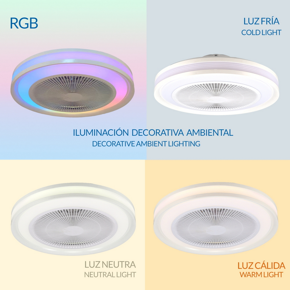 Lampadario Ventilatore da soffitto Colours 36W illuminazione Led CCT+RGB regolabile con telecomando M LEDME - Foto 5