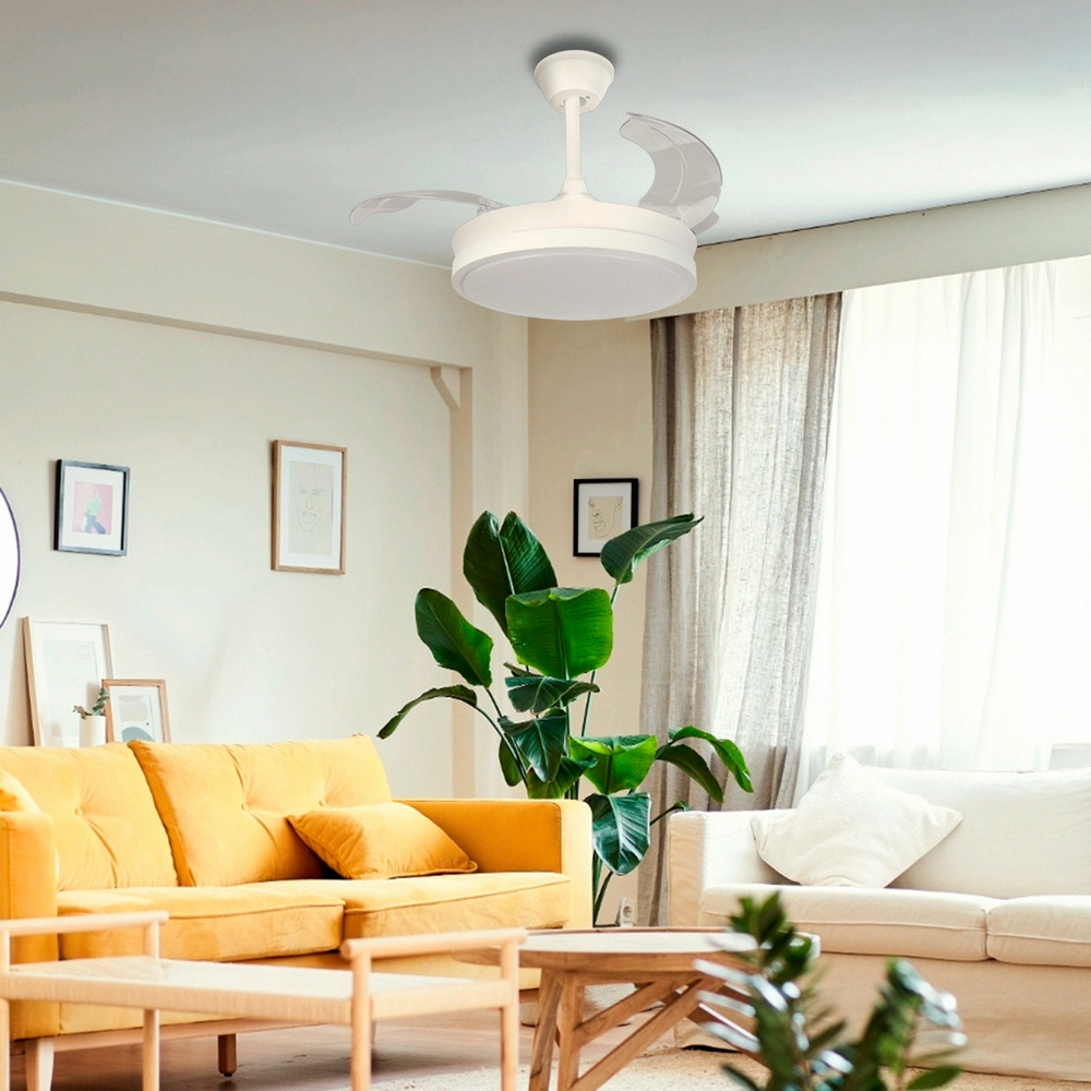 Lampadario Ventilatore da soffitto White Thor 24W illuminazione Led CCT regolabile con telecomando M LEDME - Foto 2