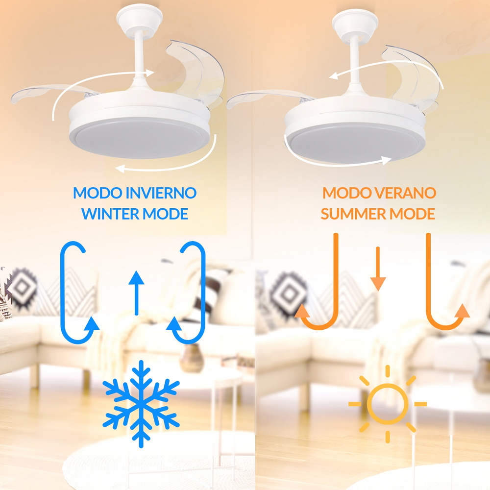 Lampadario Ventilatore da soffitto White Thor 24W illuminazione Led CCT regolabile con telecomando M LEDME - Foto 4