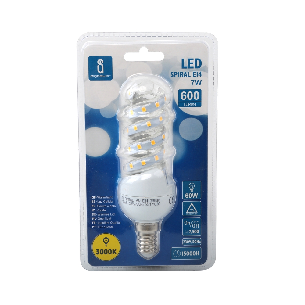Lampadina Led E14 a tubo a spirale 7W Bianco caldo 3000K Aigostar - Foto 1