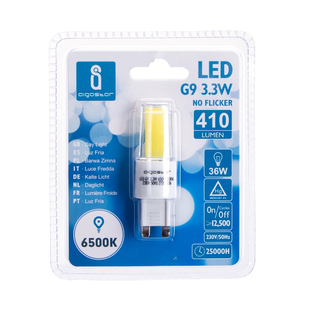 Lampadina Led G9 a Capsula 3,3W COB in vetro trasparente Bianco freddo 6500K Aigostar - Foto 2