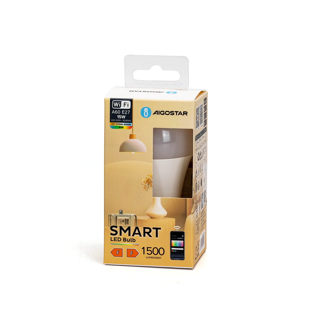 Lampadina Led Smart A60 E27 15W WiFi RGB CCT luce regolabile e dimmerabile Aigostar - Foto 4