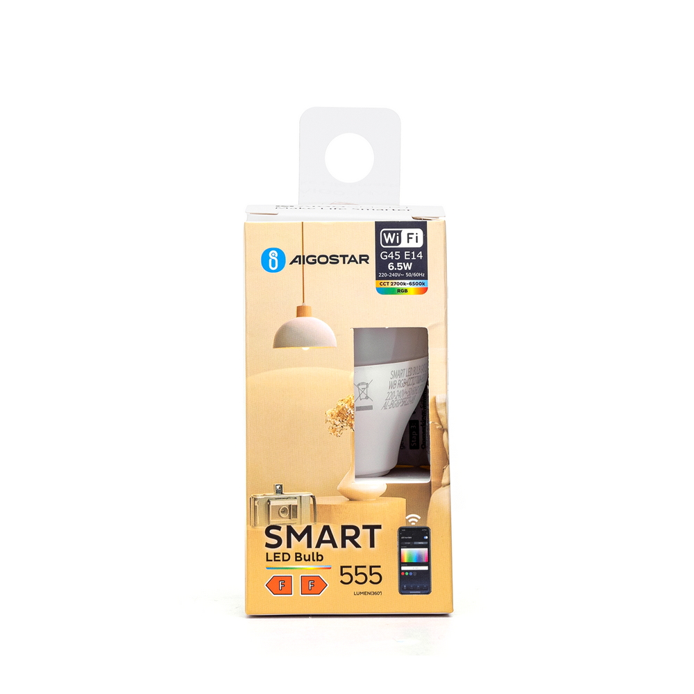 Lampadina Led Smart G45 E14 6,5W WiFi RGB CCT luce regolabile e dimmerabile Aigostar - Foto 6