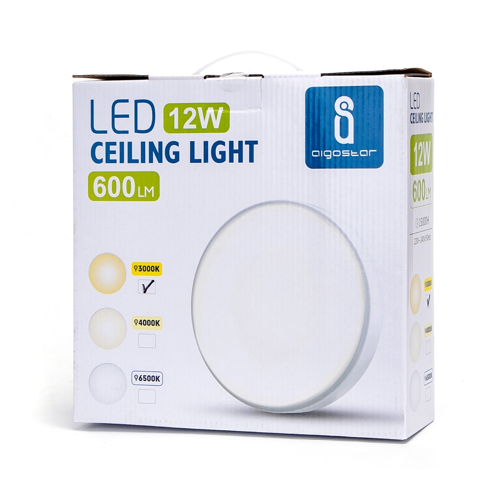 Plafoniera Led 12W Cornice bianca rotonda Bianco caldo 3000K Aigostar - Foto 2