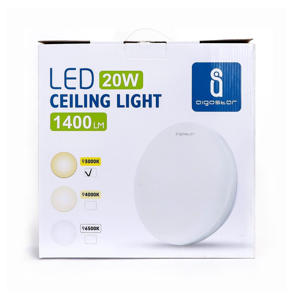 Plafoniera Led 20W Bianca Rotonda Bianco caldo 3000K Aigostar - Foto 2