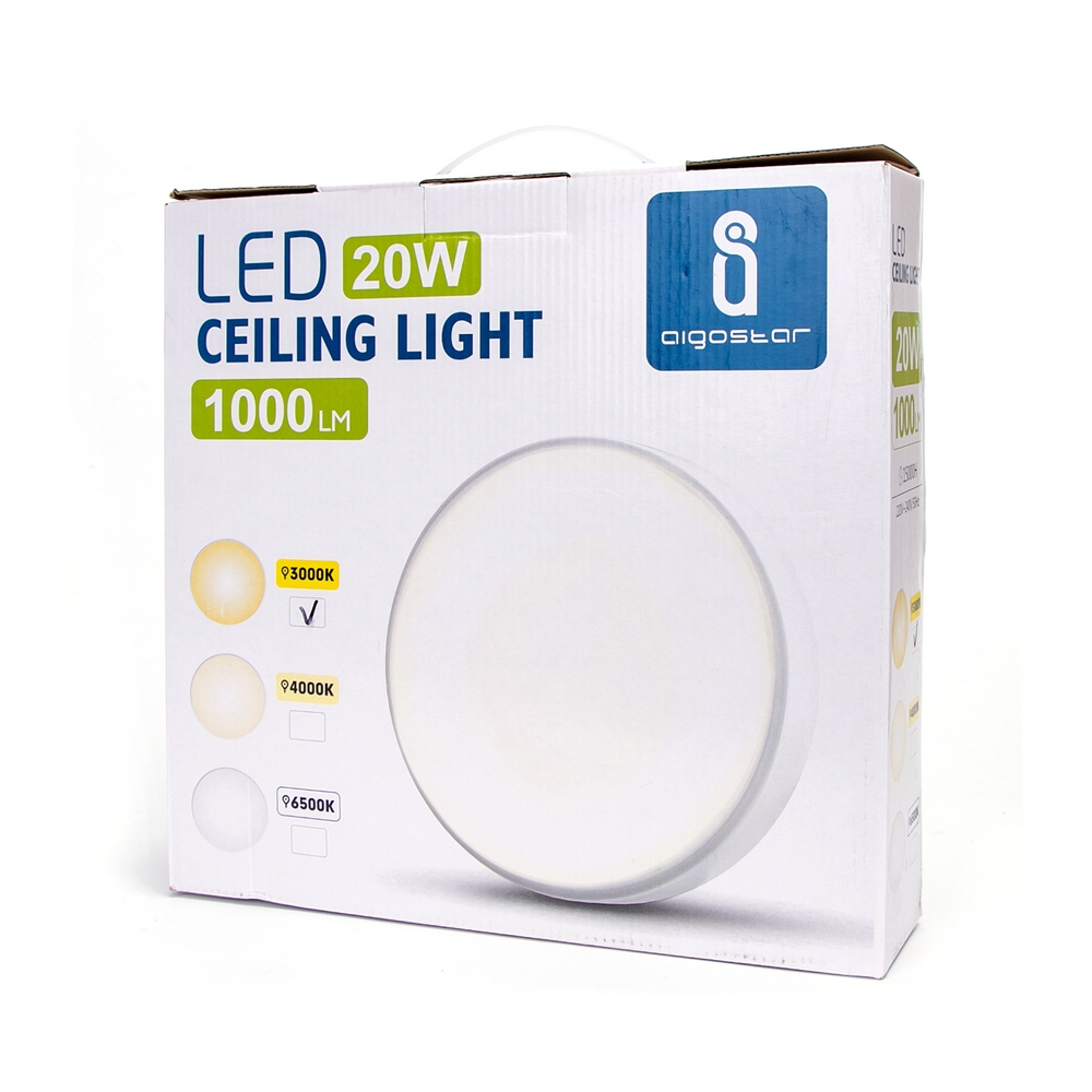 Plafoniera Led 20W Cornice bianca rotonda Bianco caldo 3000K Aigostar - Foto 2