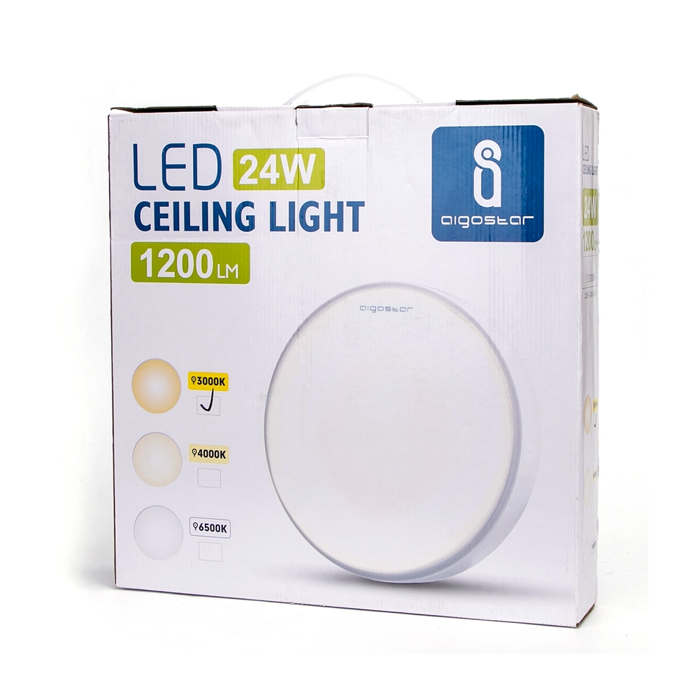 Plafoniera Led 24W Cornice bianca rotonda Bianco caldo 3000K Aigostar - Foto 2