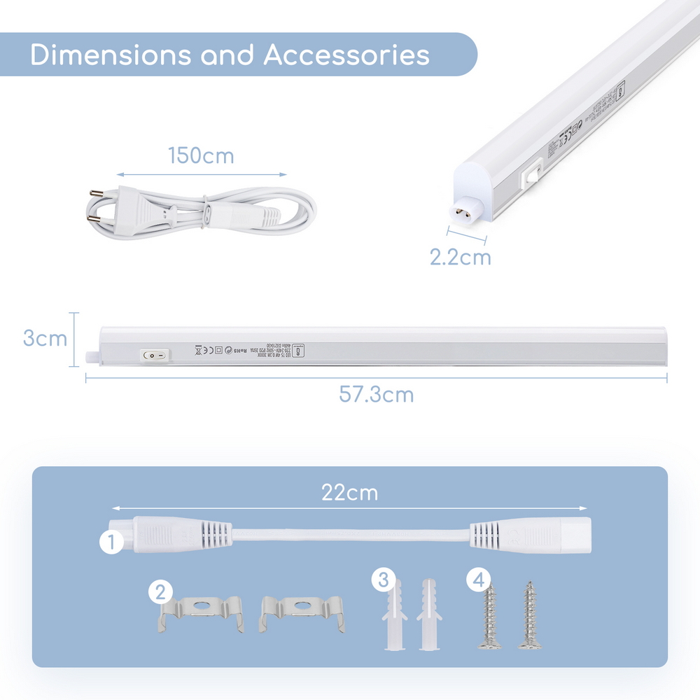 Reglette Led sottopensile 8W da 60cm Bianco caldo 3000K Aigostar - Foto 7