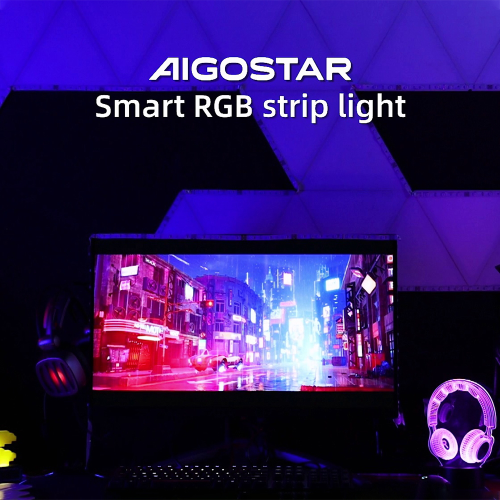 Striscia Led Smart 12V 18W 5 metri WiFi RGB luce regolabile e dimmerabile con telecomando Aigostar - Foto 5