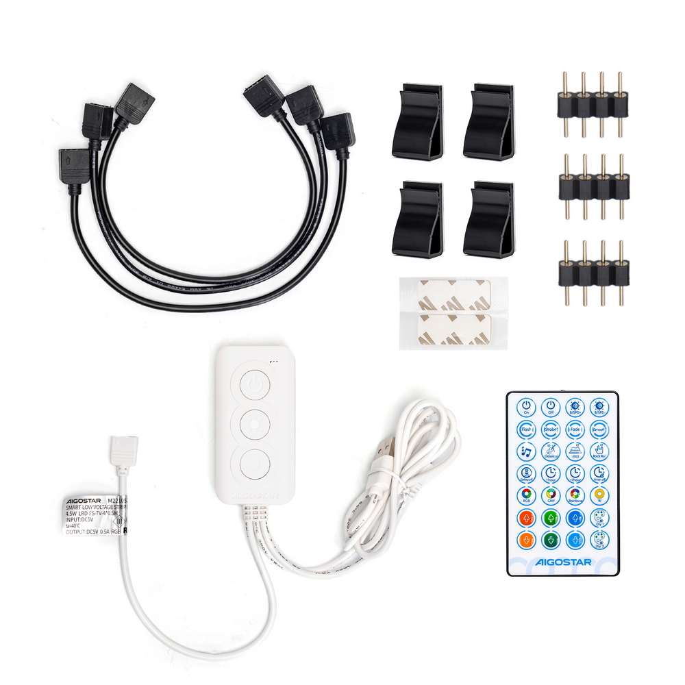 Striscia Led Smart 5V 36W 4×0,5 metri WiFi RGB luce regolabile e dimmerabile con telecomando Aigostar - Foto 1