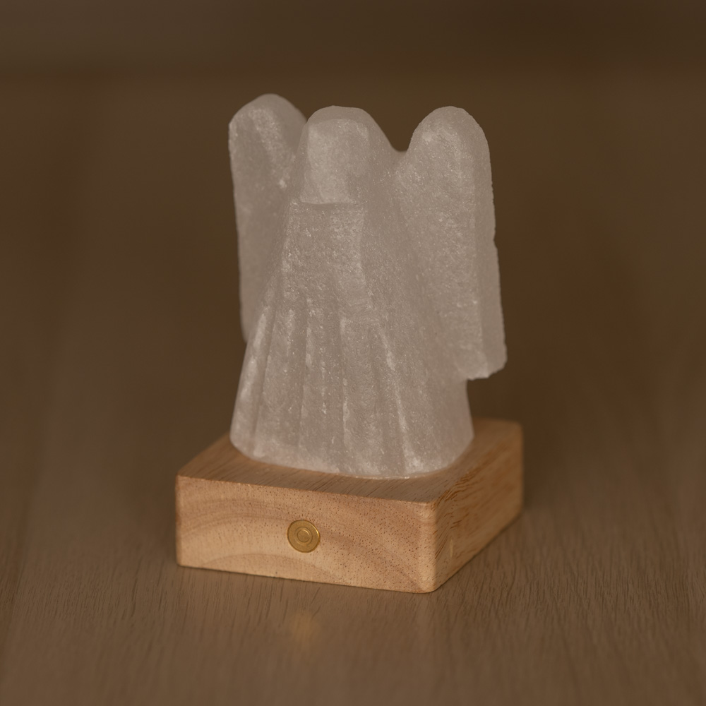 Lampada di Sale Himalayano a batteria Bianco naturale a forma di Angelo 600gr - Foto 1