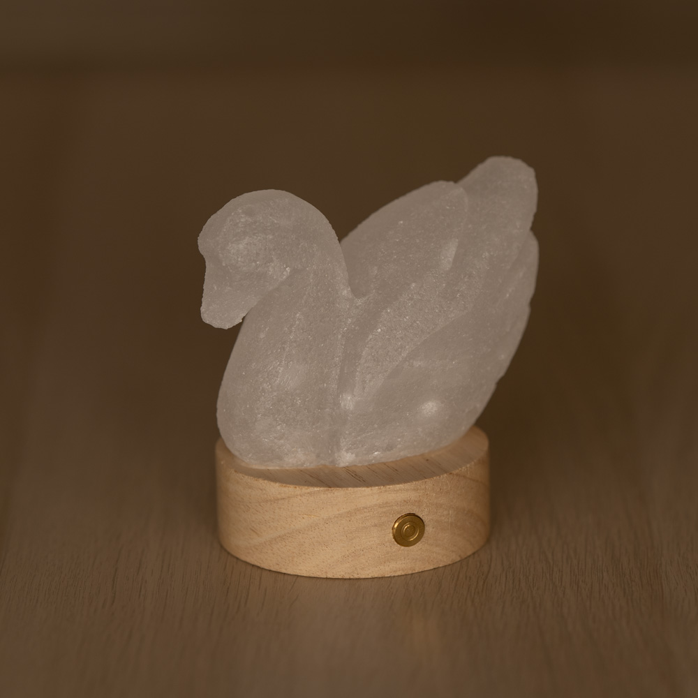 Lampada di Sale Himalayano a batteria Bianco naturale a forma di Cigno 600gr - Foto 1