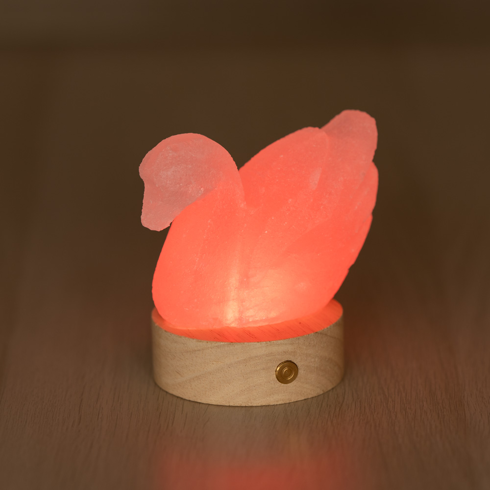 Lampada di Sale Himalayano a batteria Bianco naturale a forma di Cigno 600gr - Foto 2