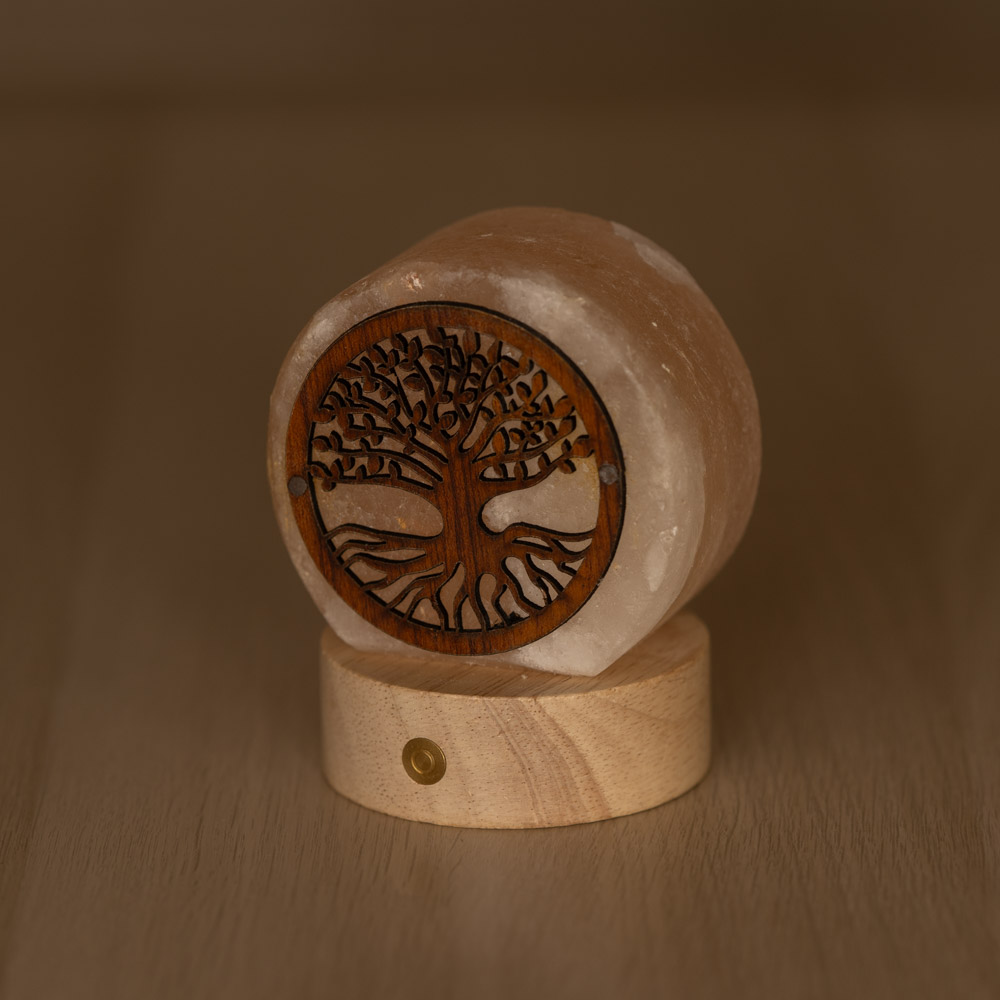 Lampada di Sale Himalayano a batteria Rosa naturale a forma di Albero della vita 600gr - Foto 1