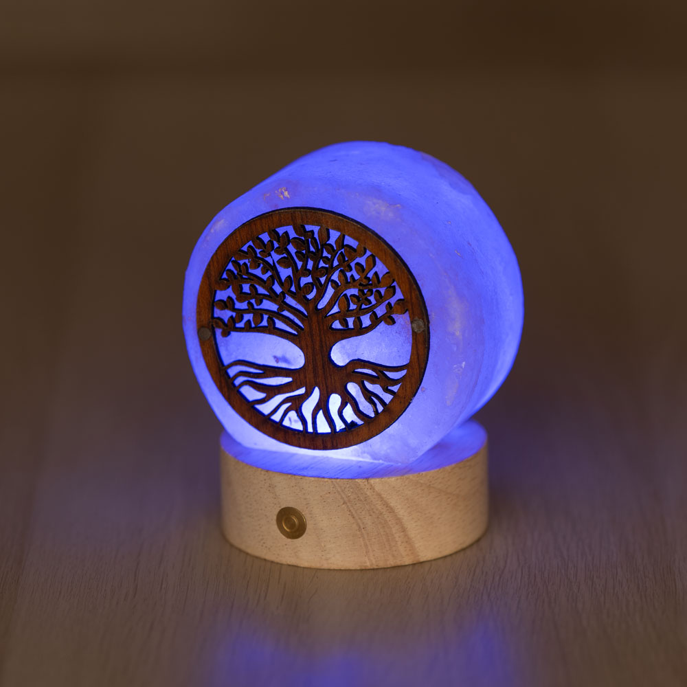 Lampada di Sale Himalayano a batteria Rosa naturale a forma di Albero della vita 600gr - Foto 2