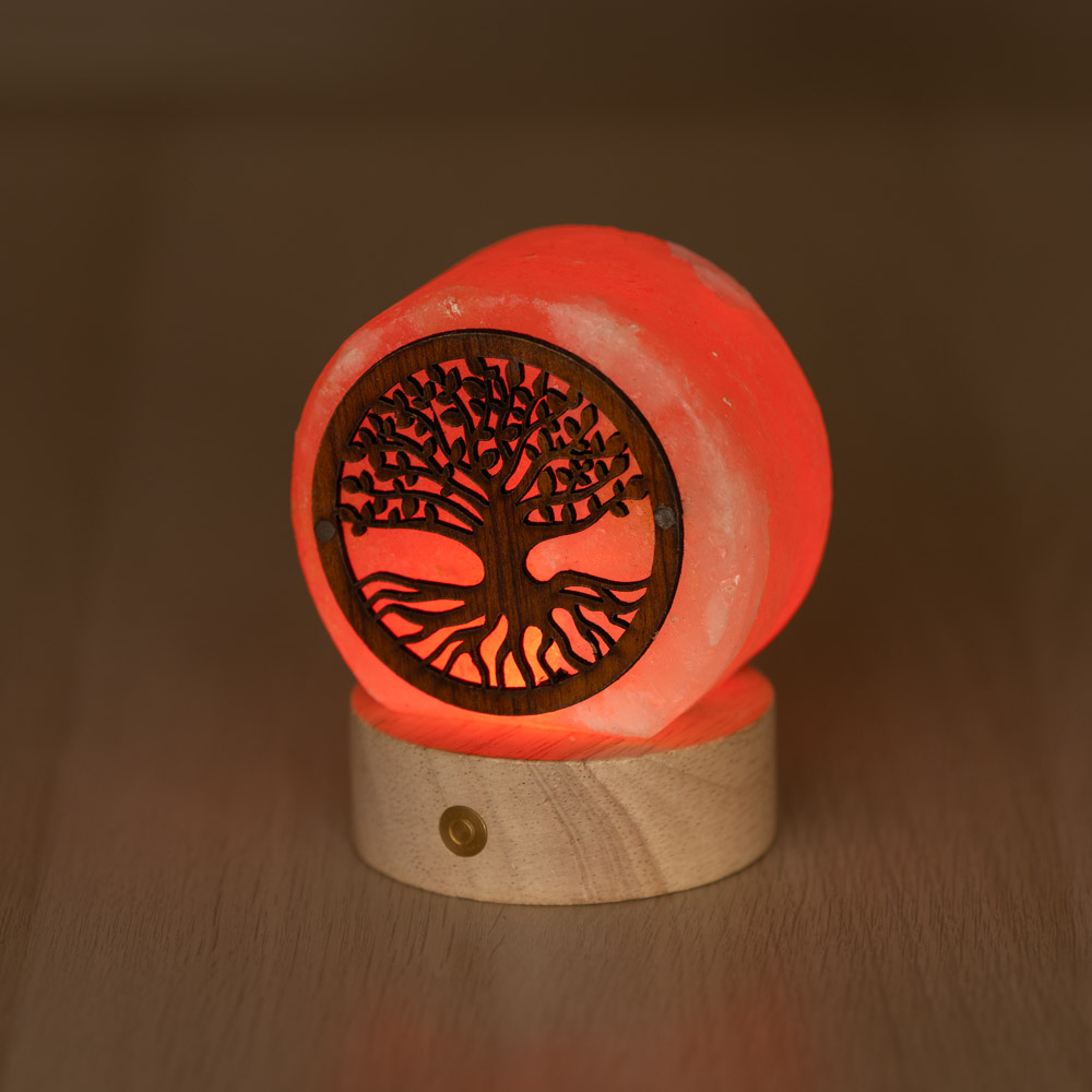Lampada di Sale Himalayano a batteria Rosa naturale a forma di Albero della vita 600gr - Foto 3