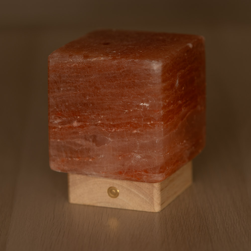Lampada di Sale Himalayano a batteria Rosa naturale a forma di Cubo 2Kg - Foto 1