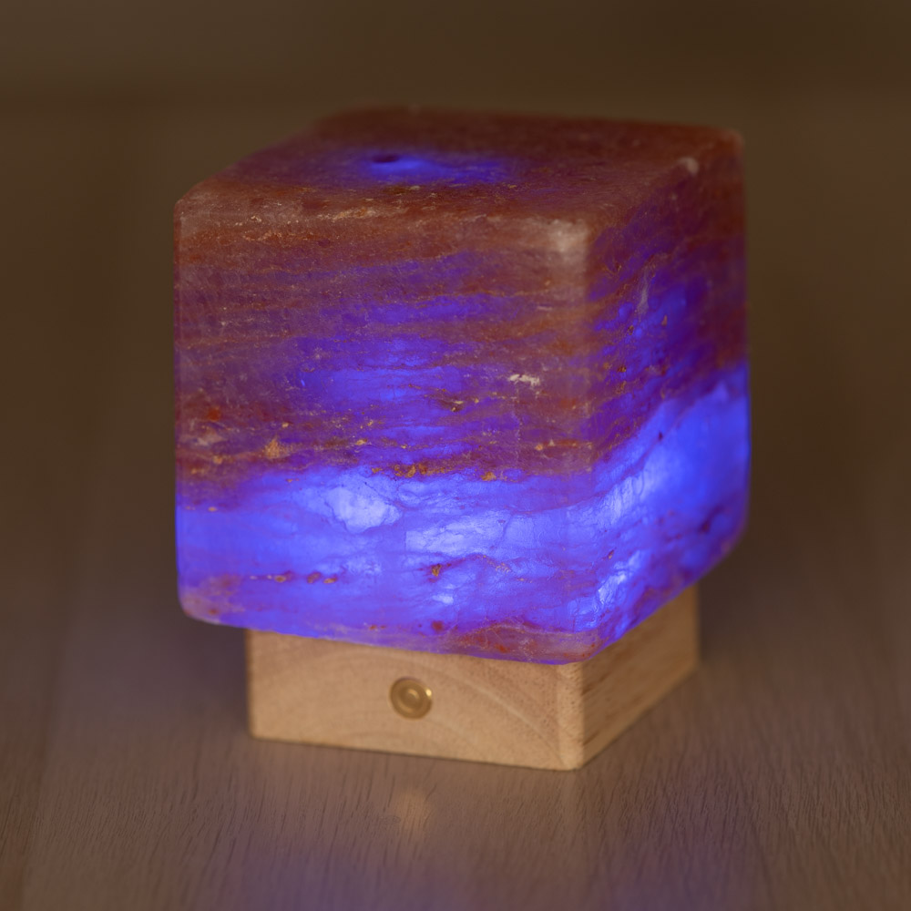 Lampada di Sale Himalayano a batteria Rosa naturale a forma di Cubo 2Kg - Foto 2
