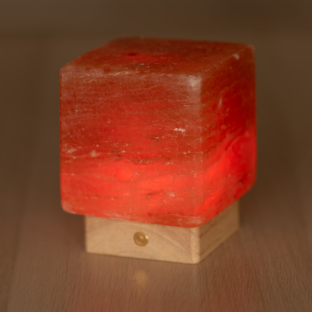 Lampada di Sale Himalayano a batteria Rosa naturale a forma di Cubo 2Kg - Foto 3