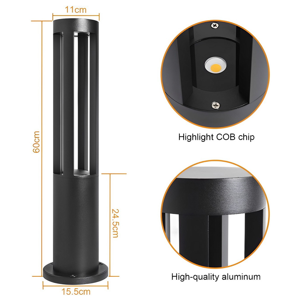 Lampioncino Led Mandir 15W Nero 60cm IP65 CCT temperatura colore regolabile Wisdom - Foto 1