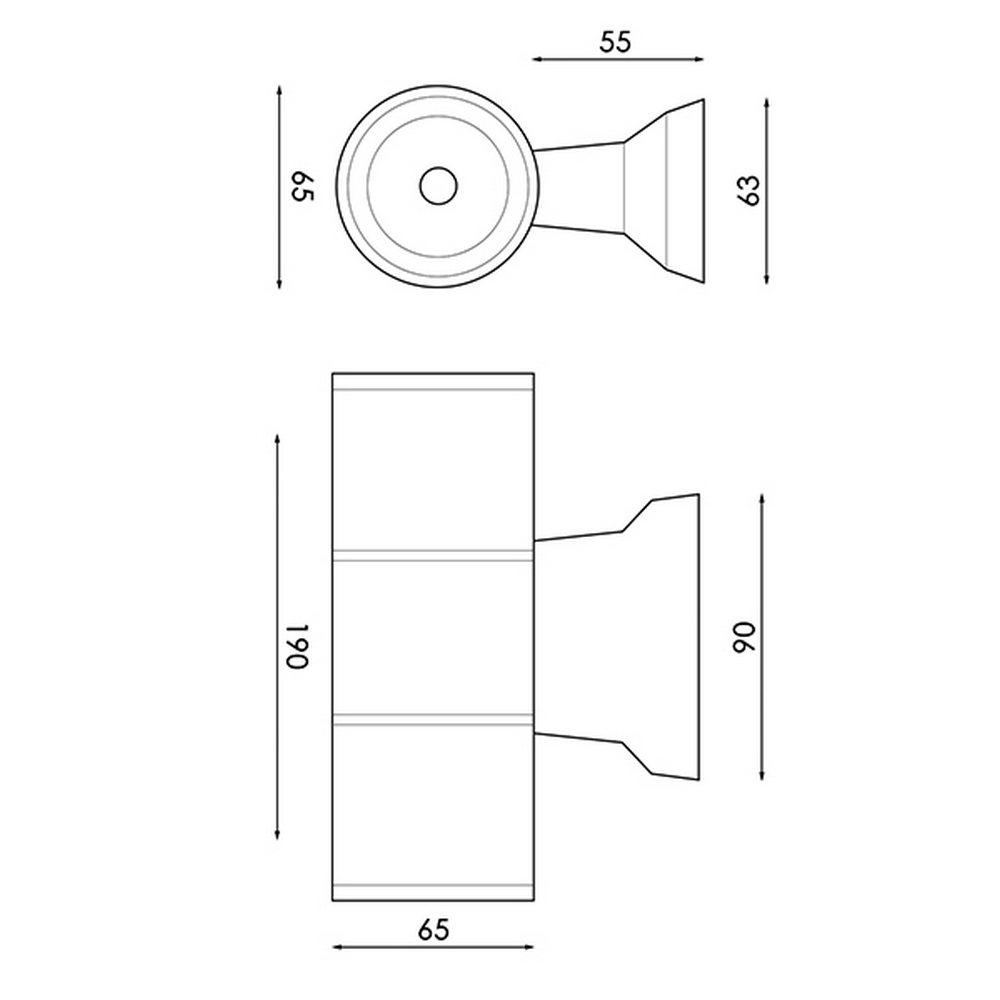 Applique da parete Tube Nero IP54 2 x GU10 M LEDME - Foto 1