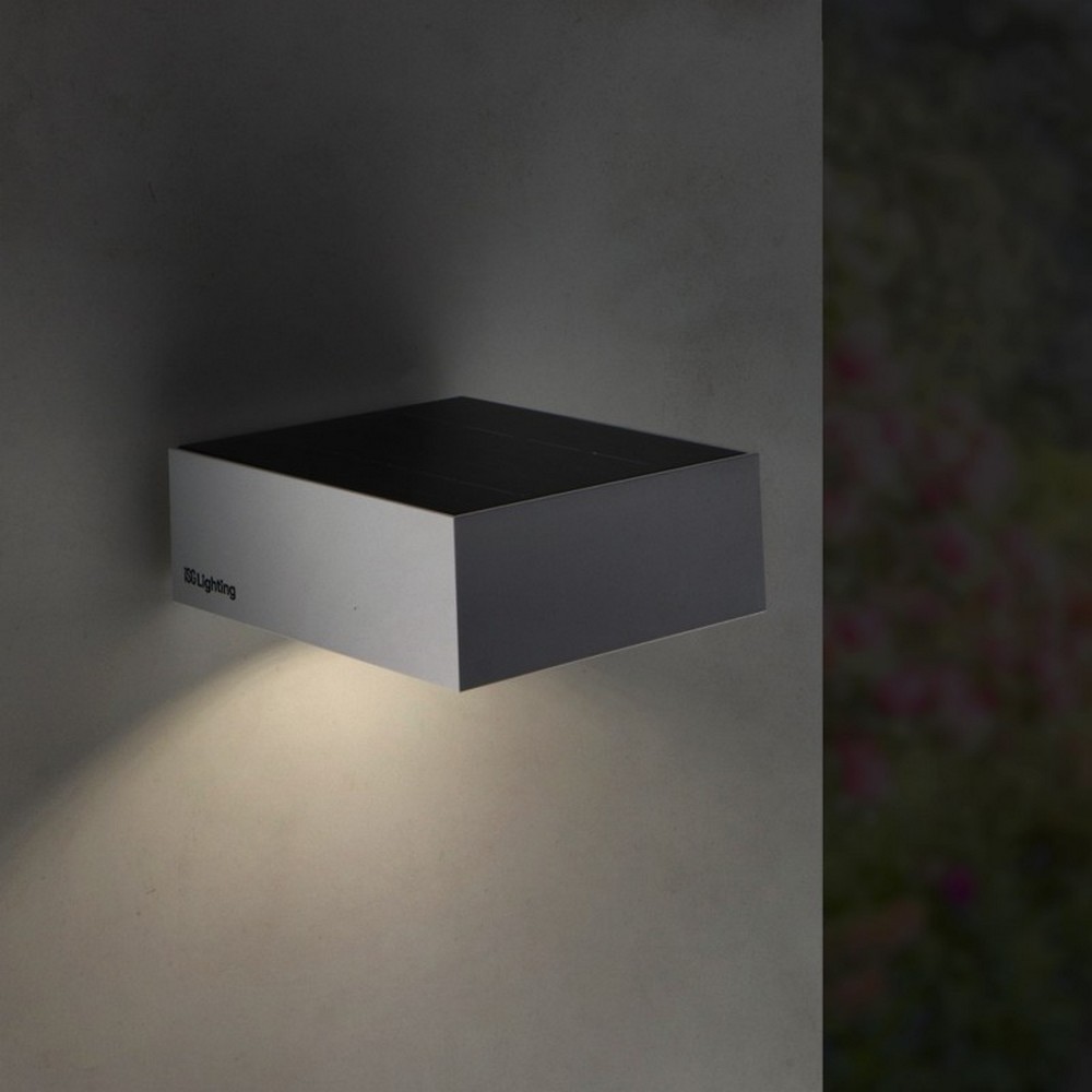 Applique Led da parete Bin 2W Bianco con pannello solare IP65 Bianco neutro 4000K con sensore crepuscolare e di movimento iSG Lighting - Foto 3