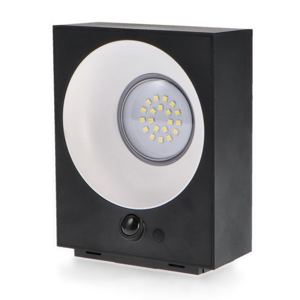 Applique Led da parete Bin 2W Nero con pannello solare IP65 Bianco neutro 4000K con sensore crepuscolare e di movimento iSG Lighting - Foto 2