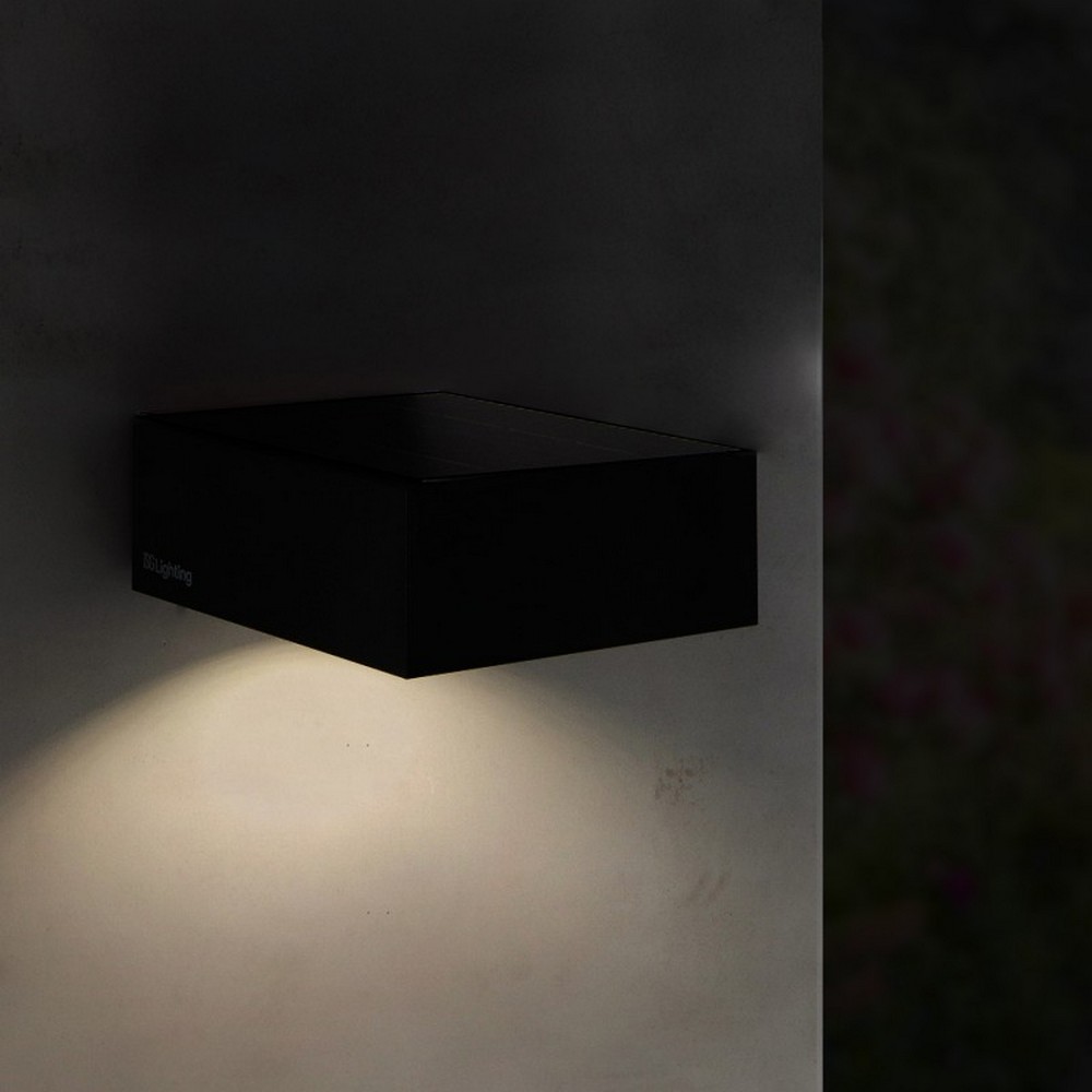 Applique Led da parete Bin 2W Nero con pannello solare IP65 Bianco neutro 4000K con sensore crepuscolare e di movimento iSG Lighting - Foto 3