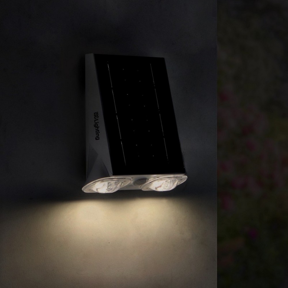 Applique Led da parete Eyes 1,3W Bianco con pannello solare IP44 Bianco neutro 4000K con sensore crepuscolare e di movimento iSG Lighting - Foto 3