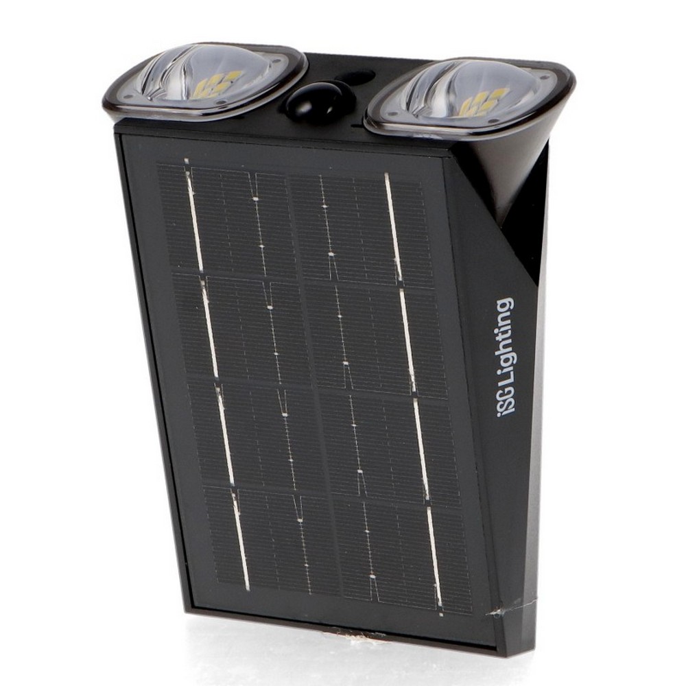 Applique Led da parete Eyes 1,3W Nero con pannello solare IP44 Bianco neutro 4000K con sensore crepuscolare e di movimento iSG Lighting - Foto 2
