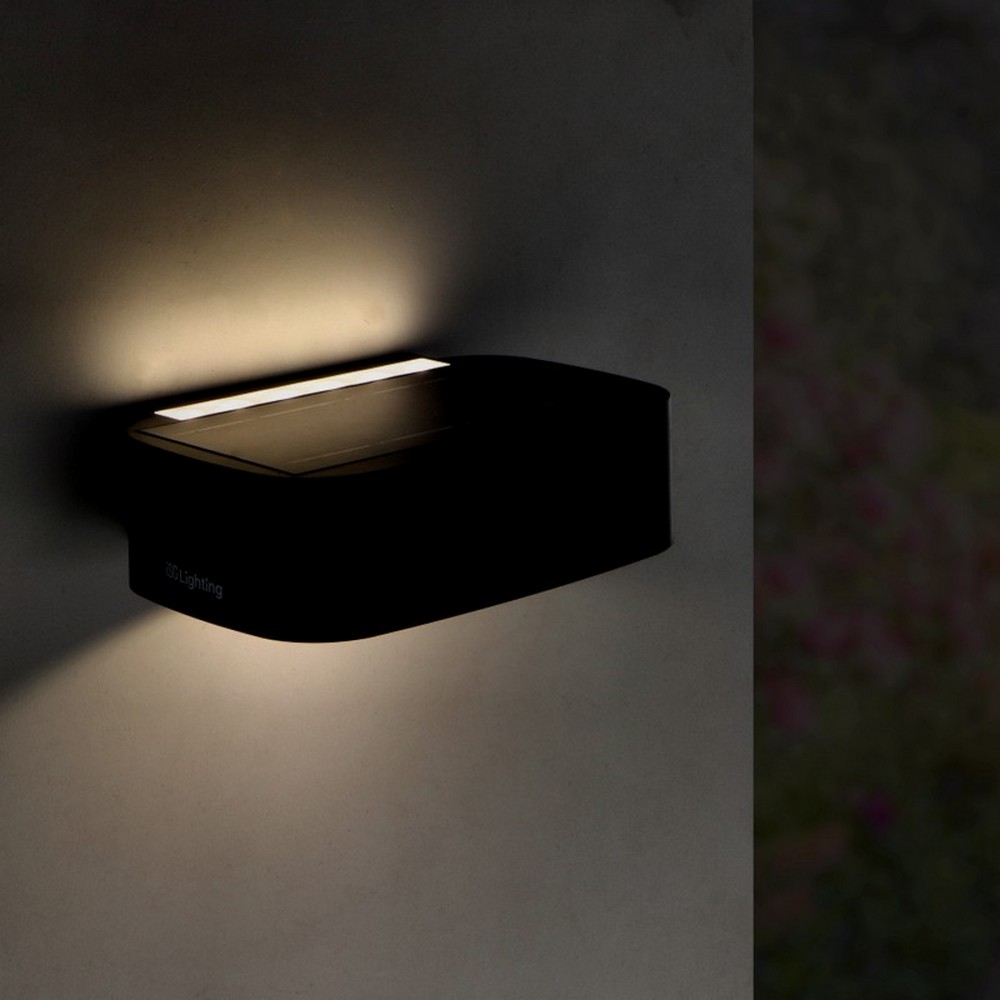 Applique Led da parete Plit 1,7W Nero con pannello solare IP54 Bianco neutro 4000K con sensore crepuscolare e di movimento iSG Lighting - Foto 3