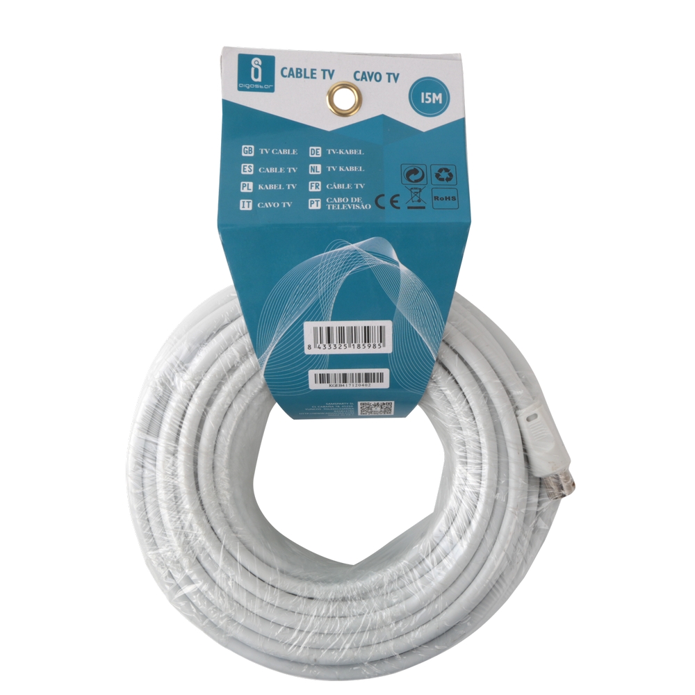 Cavo TV per antenna maschio/femmina 15m bianco Aigostar - Foto 3
