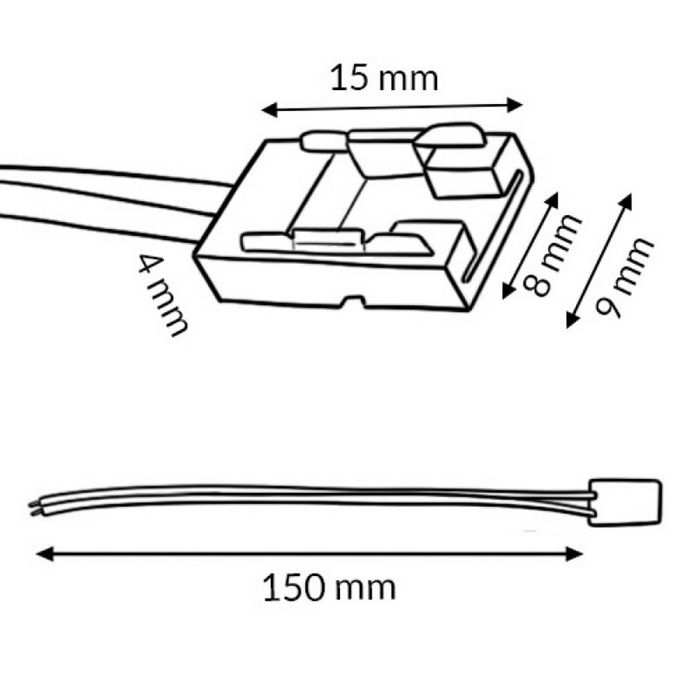 Connettore iniziale cablato striscia Led COB Free Cut 12-24V 8mm monocolore 2 pin con cavo IP20 M LEDME - Foto 1