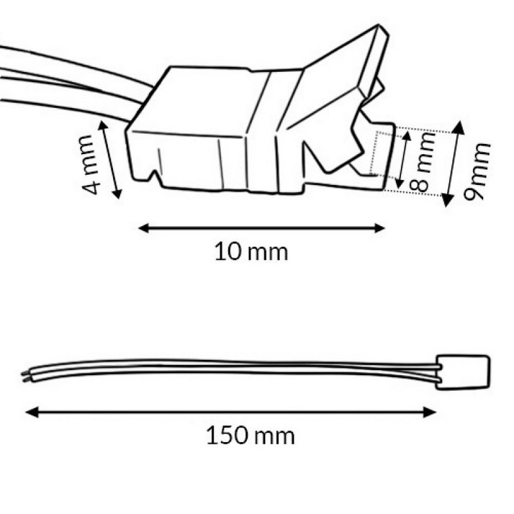 Connettore iniziale rapido cablato striscia Led COB Free Cut 12-24V 8mm monocolore 2 pin con cavo IP20 M LEDME - Foto 1
