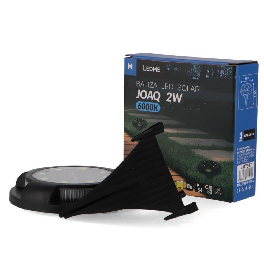 Faretto segnapassi Led 2W Nero con pannello solare IP54 Bianco freddo 6000K con sensore crepuscolare M LEDME - Foto 4
