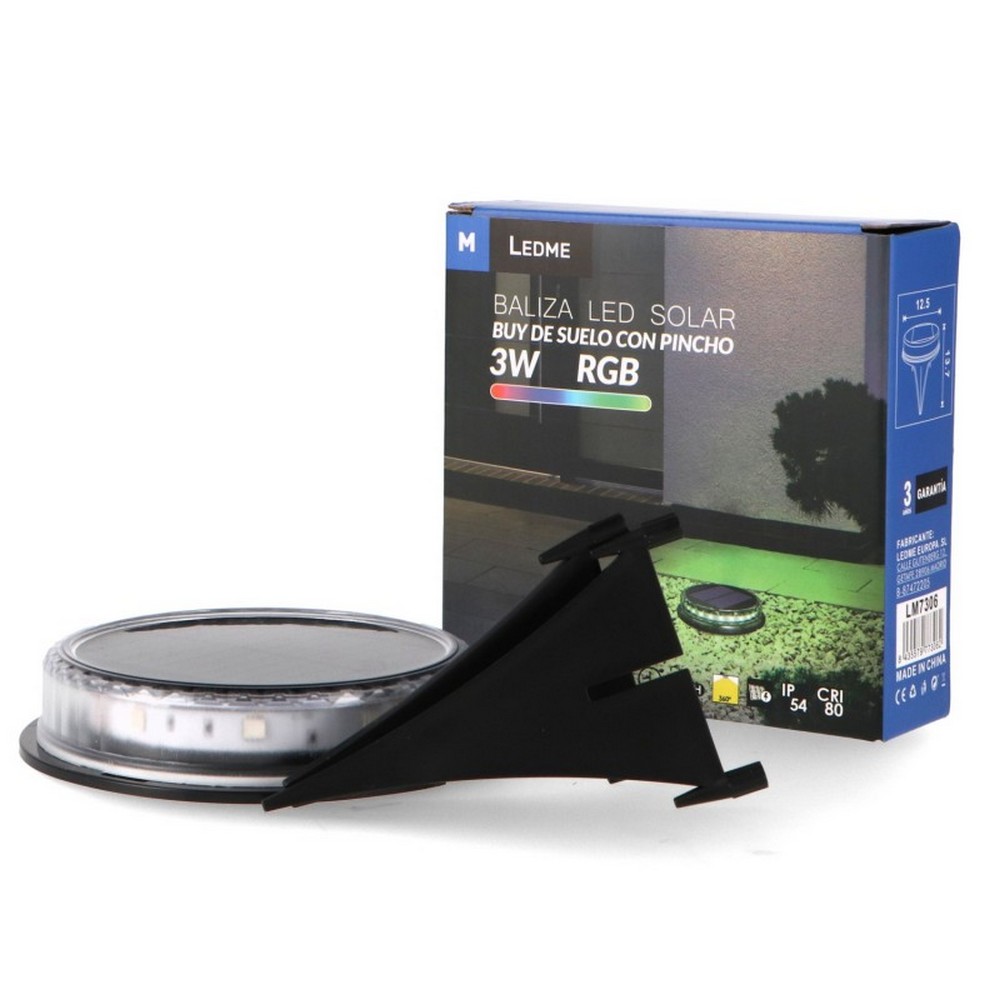 Faretto segnapassi Led 3W Nero con pannello solare IP54 RGB con sensore crepuscolare M LEDME - Foto 4