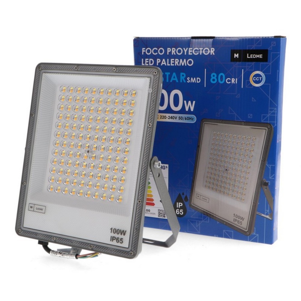 Faro proiettore Led Slim 100W Grigio da esterno IP65 CCT temperatura colore regolabile M LEDME - Foto 2