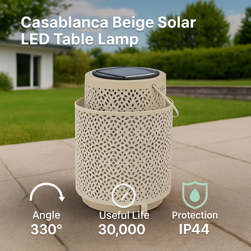 Lampada da tavolo Led Casablanca 1W Beige portatile ricaricabile energia solare Bianco caldo 2500K M mimotec - Foto 2