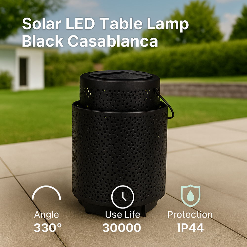 Lampada da tavolo Led Casablanca 1W Nera portatile ricaricabile energia solare Bianco caldo 2500K M mimotec - Foto 2