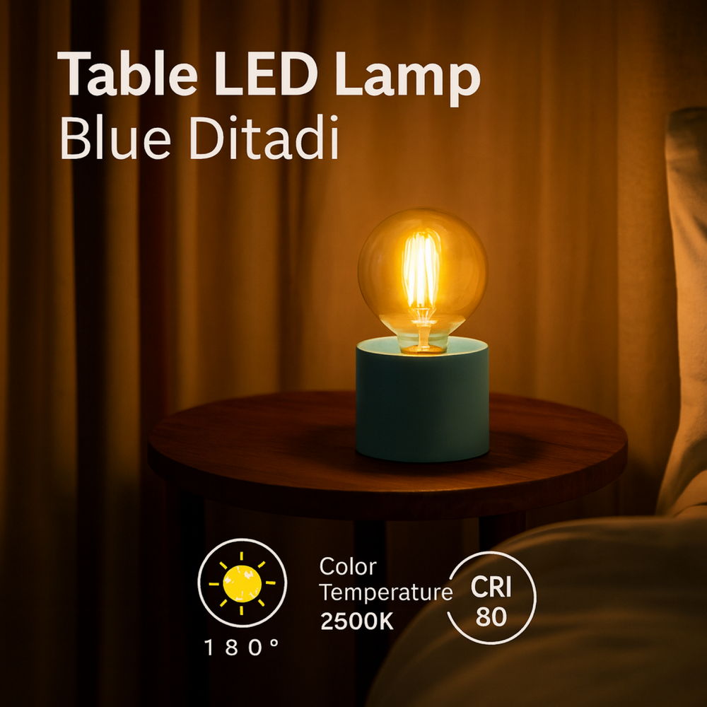 Lampada da tavolo Led Ditadi 1W Celeste a batteria Bianco caldo 2500K M mimotec - Foto 2