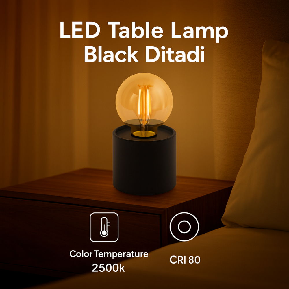 Lampada da tavolo Led Ditadi 1W Nera a batteria Bianco caldo 2500K M mimotec - Foto 2