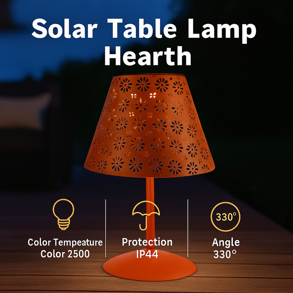 Lampada da tavolo Led Hearth 1W Arancione portatile ricaricabile energia solare Bianco caldo 2500K M mimotec - Foto 3