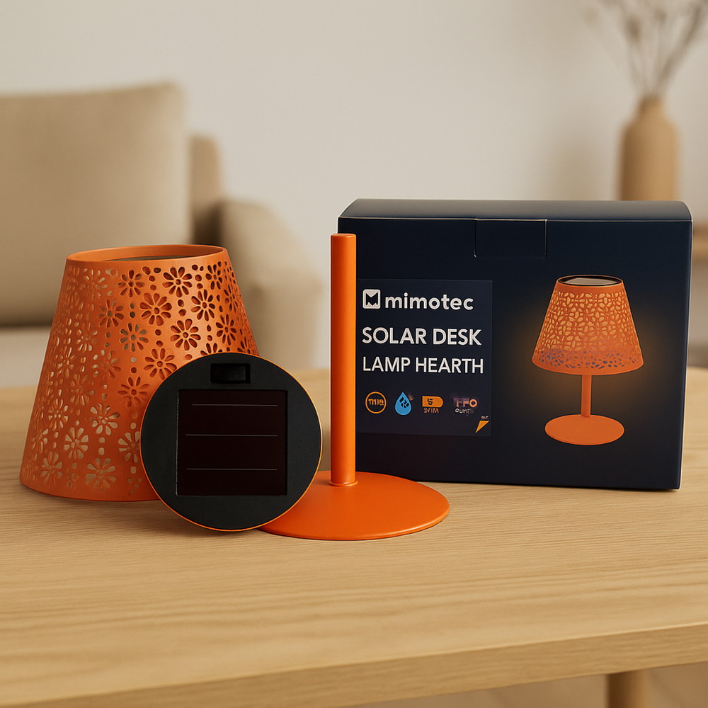 Lampada da tavolo Led Hearth 1W Arancione portatile ricaricabile energia solare Bianco caldo 2500K M mimotec - Foto 5
